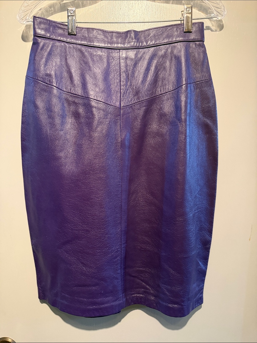 Forenza Purple Leather Pencil Skirt - Sleek Panel Detailing